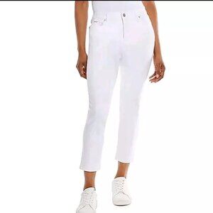 Seven 7 Jeans Breezy Crop Size 10 White Stretch Denim Raw Hem - New
